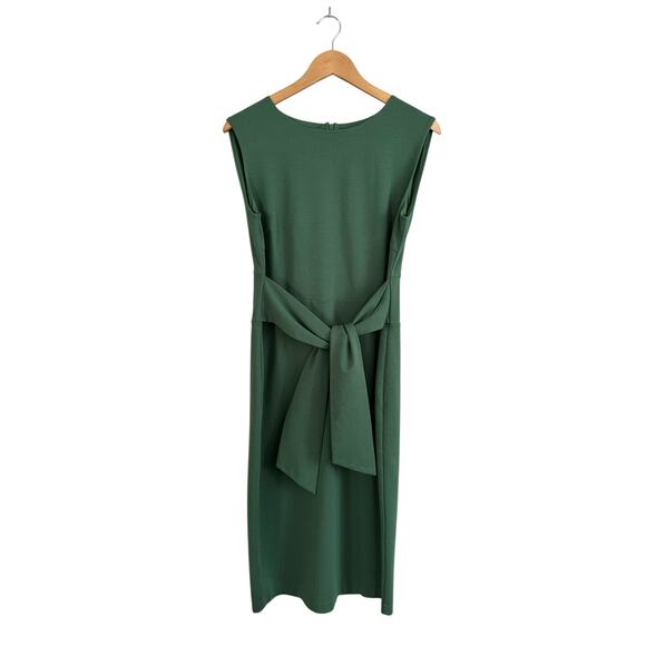 NEW Boden Jessica Green Ponte Knit Sleeveless Pencil Sheath Waist Tie Dress 10R - Picture 3 of 8